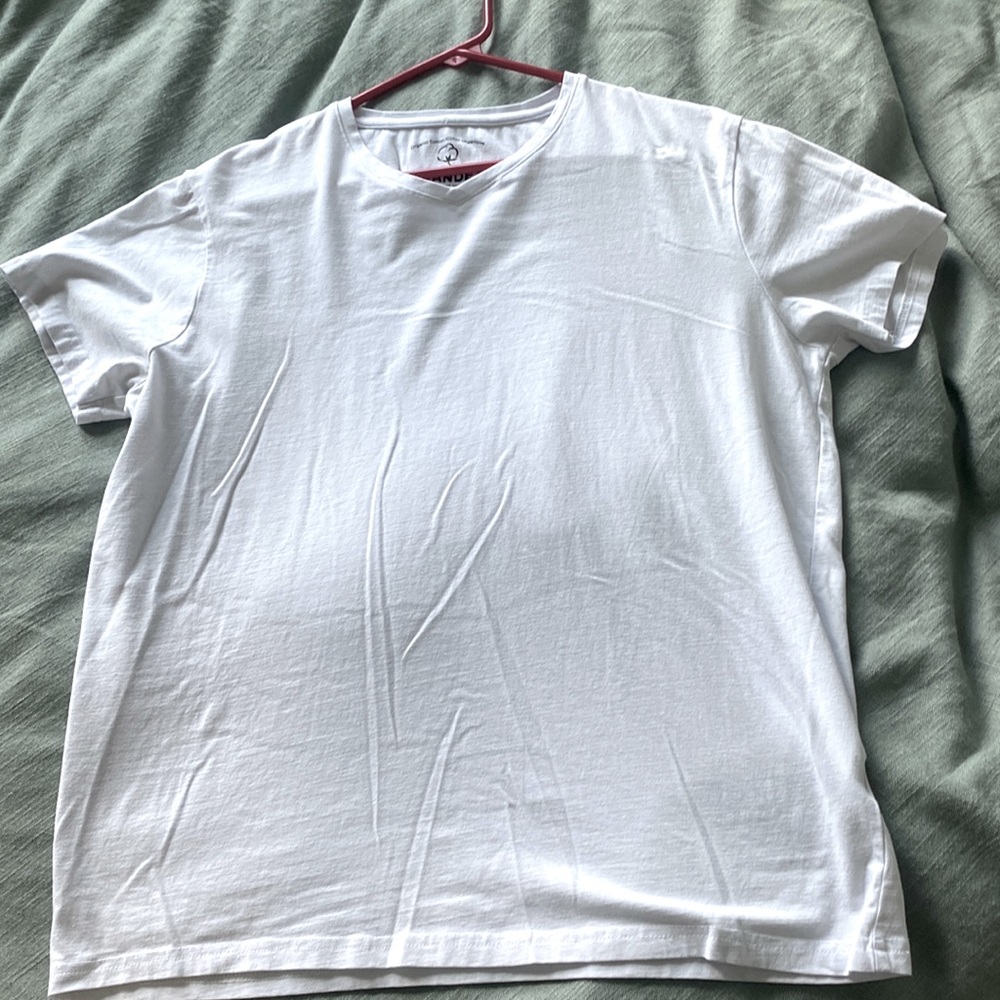 Mens white V neck shirt